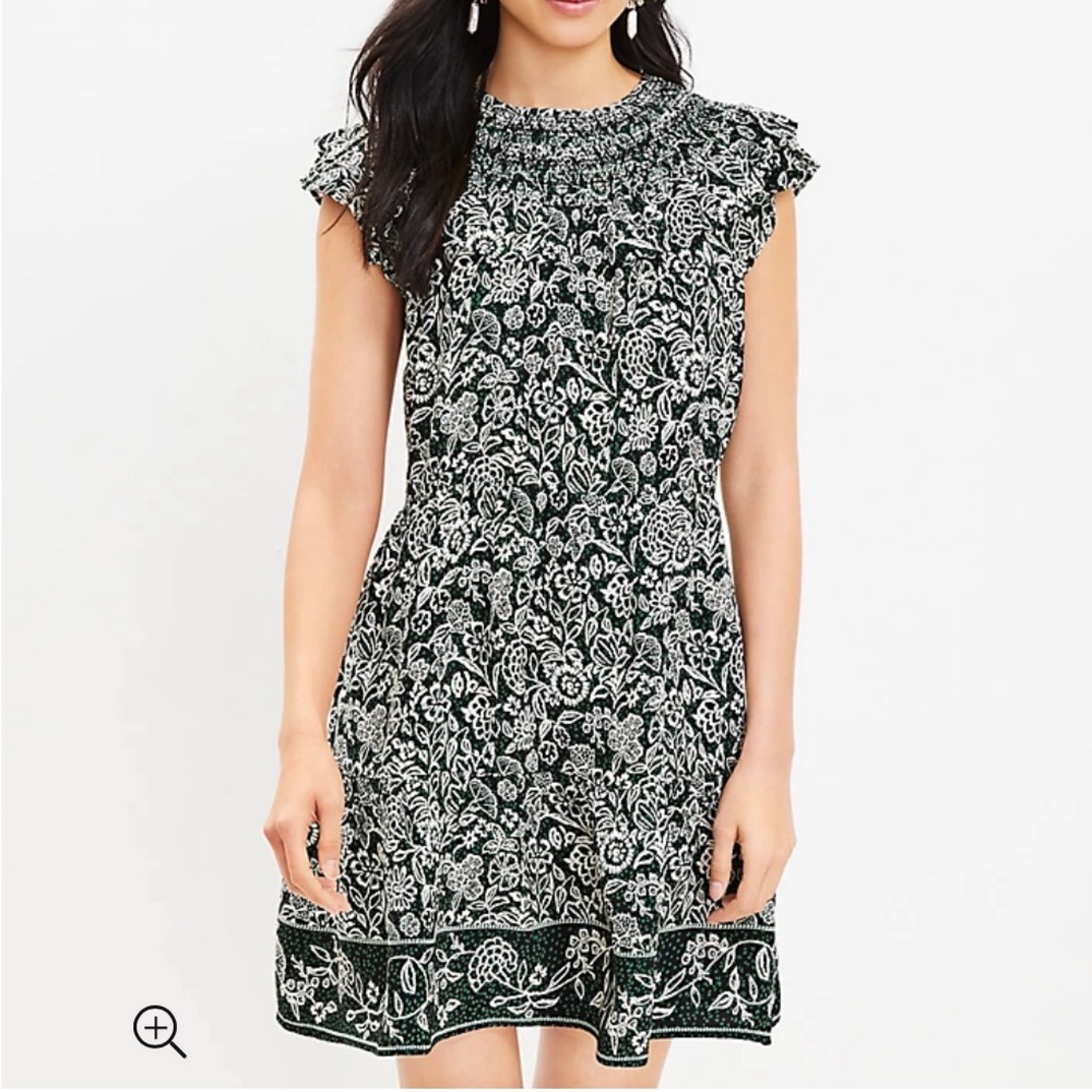 NEW LOFT Size PL. Petite Garden Ruffle Tiered Swing Dress